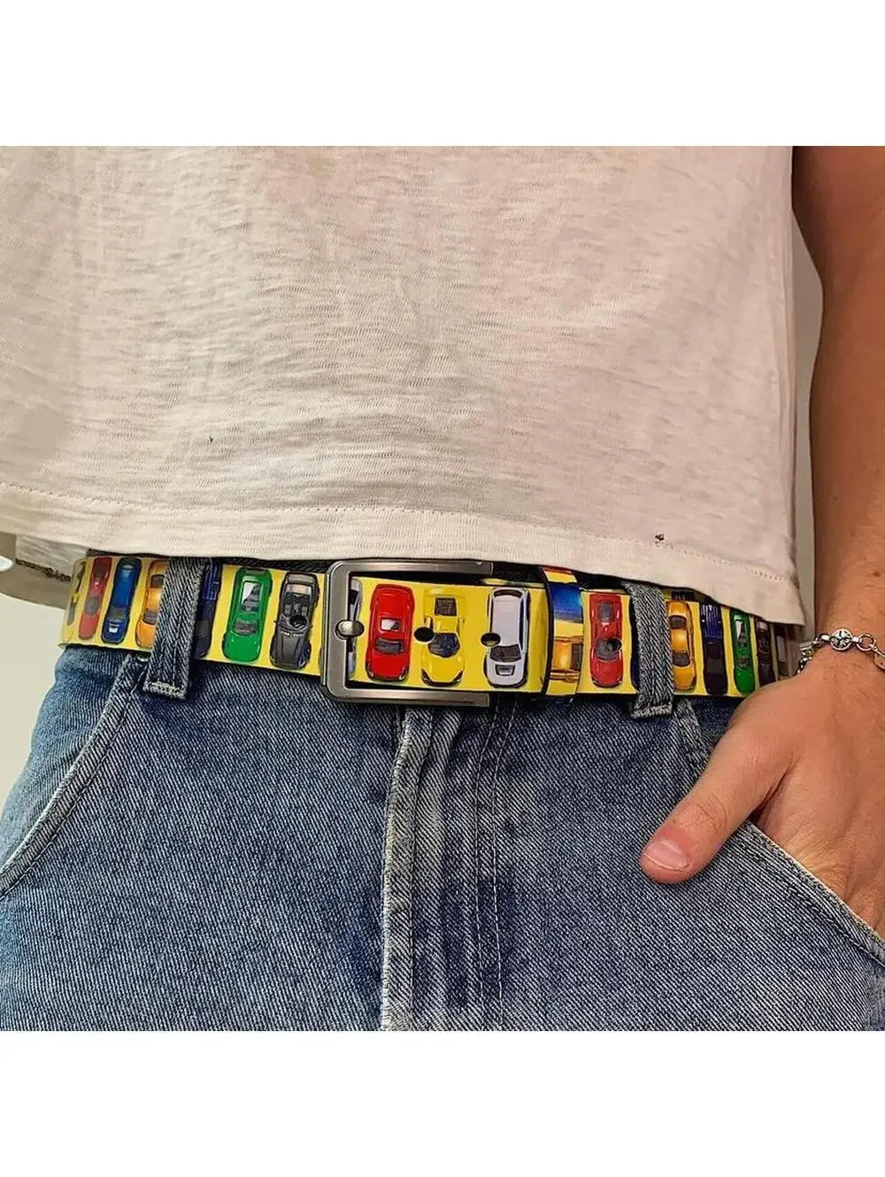 Y2K Multi White Unique Belt 41 Inch